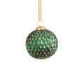4 Beehive Green With Gold Glitter Ball Ornaments Set Of 6
