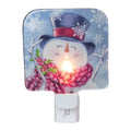 4 Blue And Red Glass Snowman Christmas Night Light