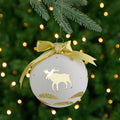 4 Gold And White Moose Christmas Ball Ornament