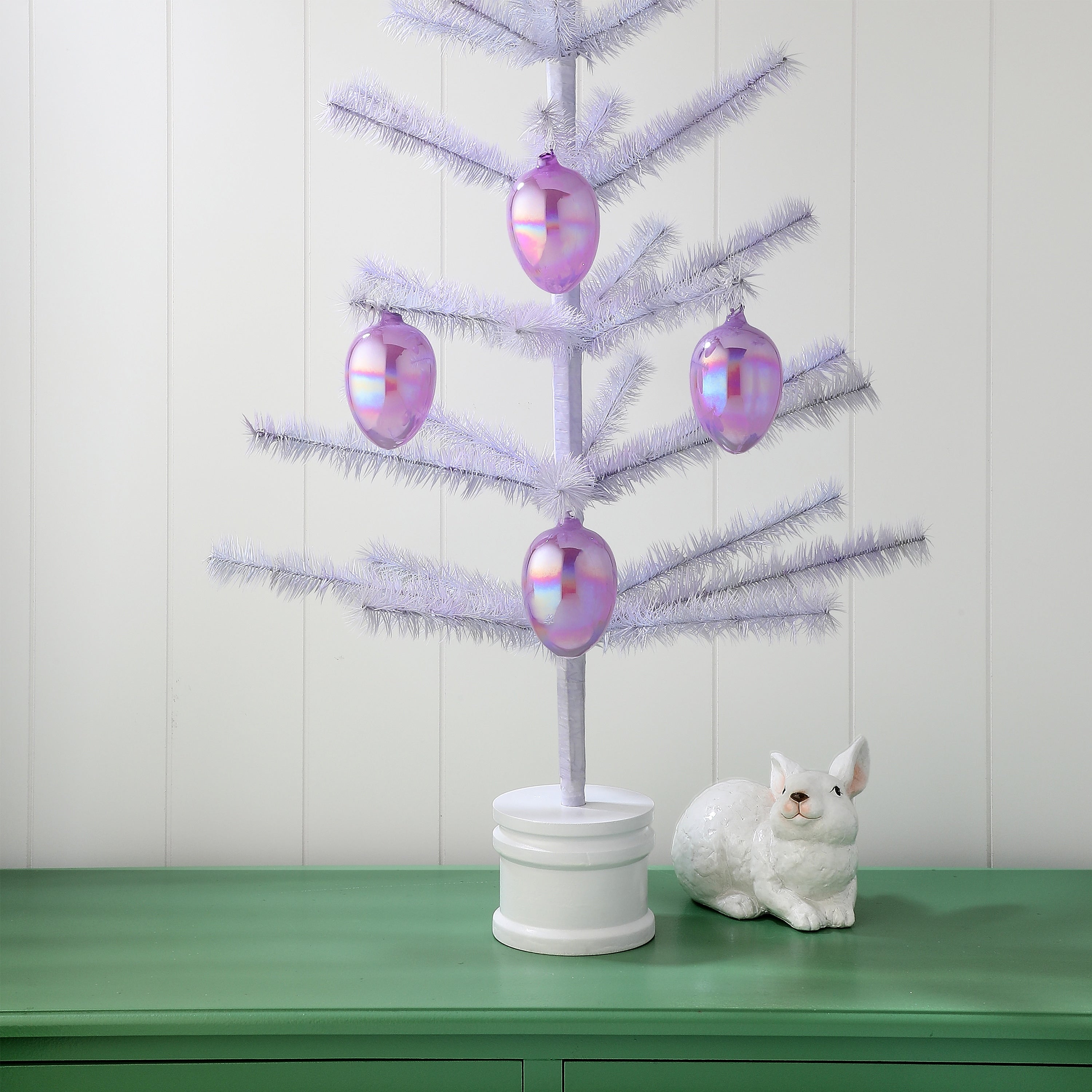 4 Iridescent Glass Egg Ornament Box Of 4