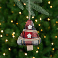4 Plaid Christmas Tree Shaped Plush Ornament
