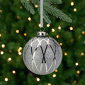 5 Silver Diamond Pattern With Glitter Christmas Glass Ball Ornament