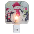 4 Snowman And Penguins Glass Christmas Night Light