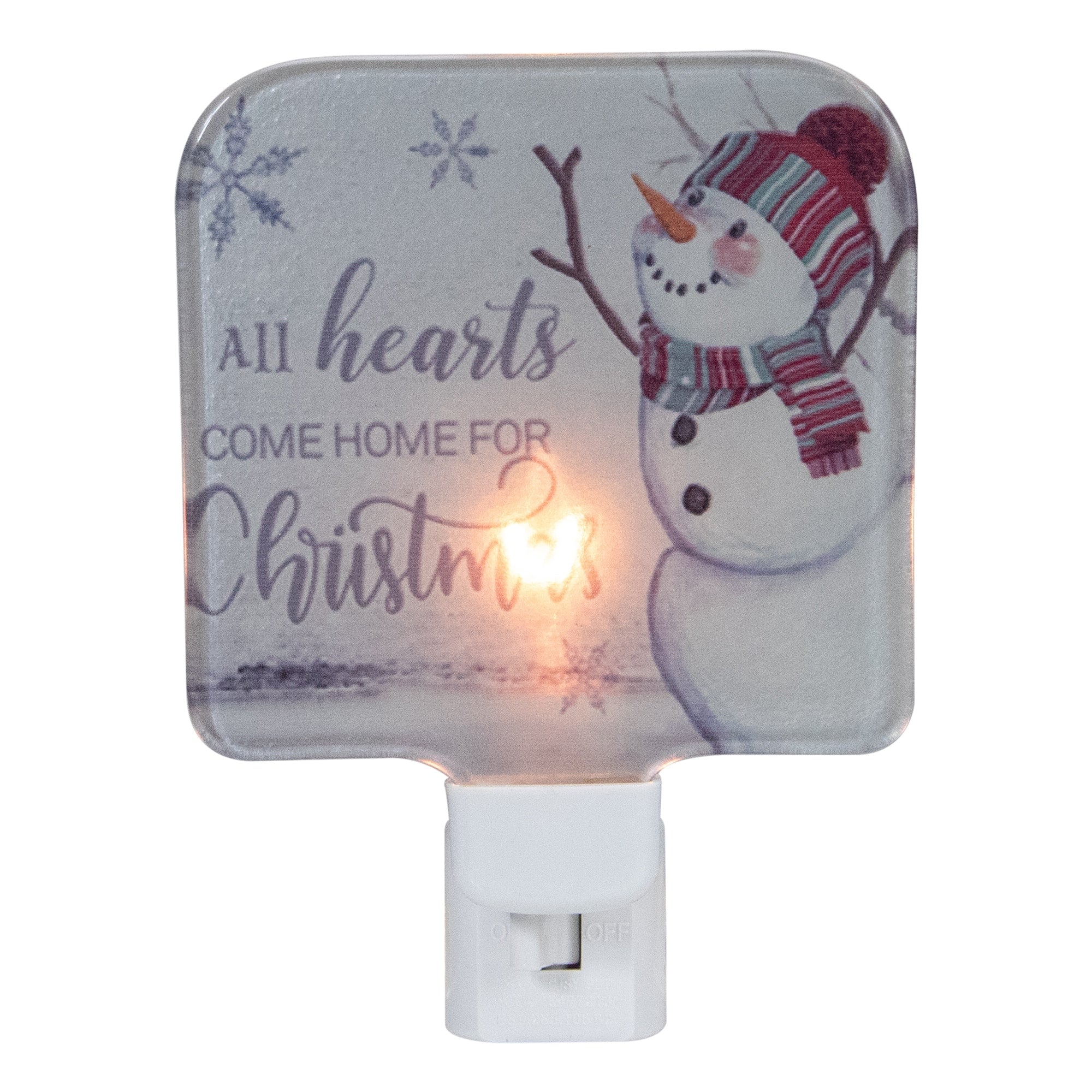 4 White All Hearts Come Home For Christmas Glass Night Light