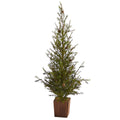 4 Alpine Natural Look Christmas Tree With Pine Cones Green