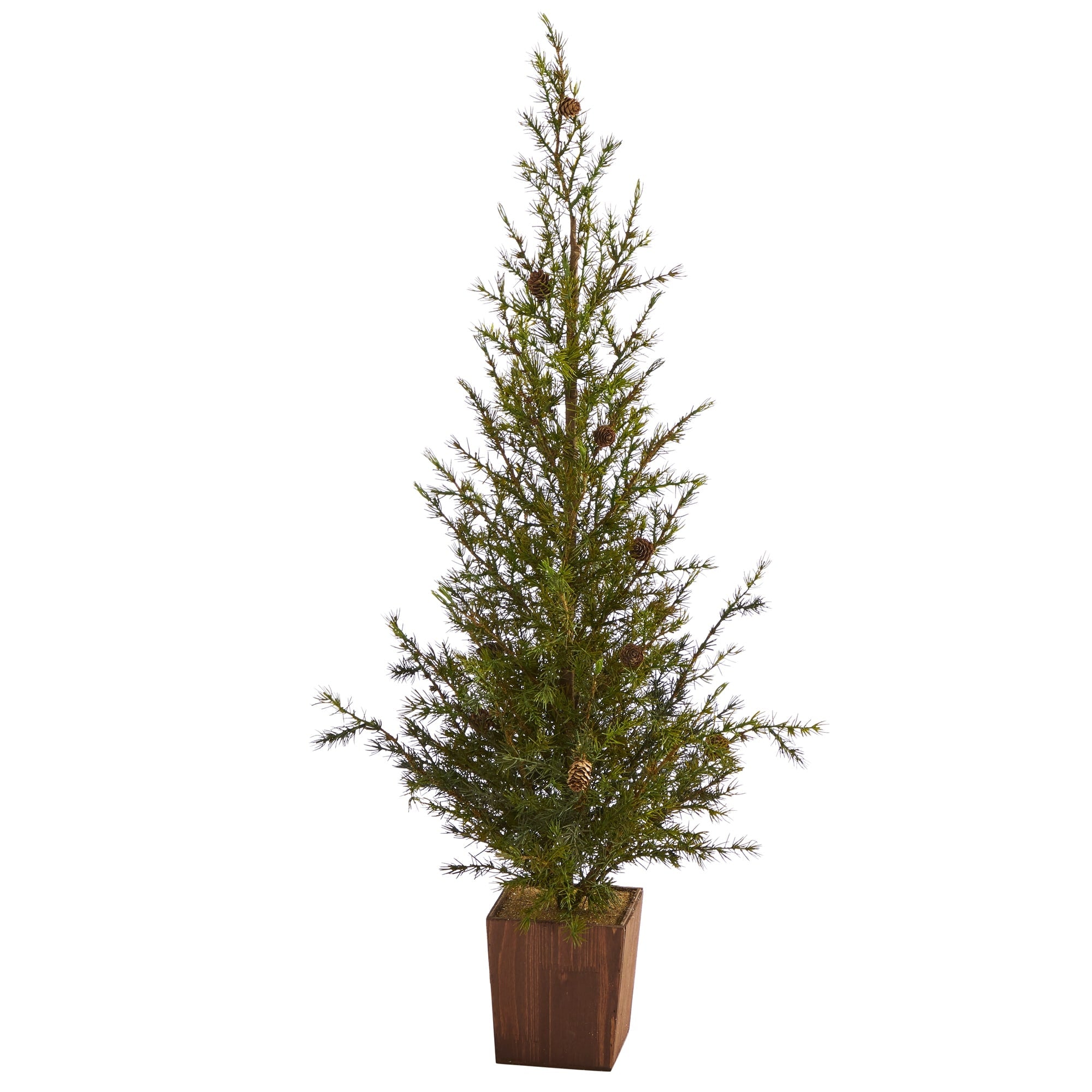 4 Alpine Natural Look Christmas Tree With Pine Cones Green