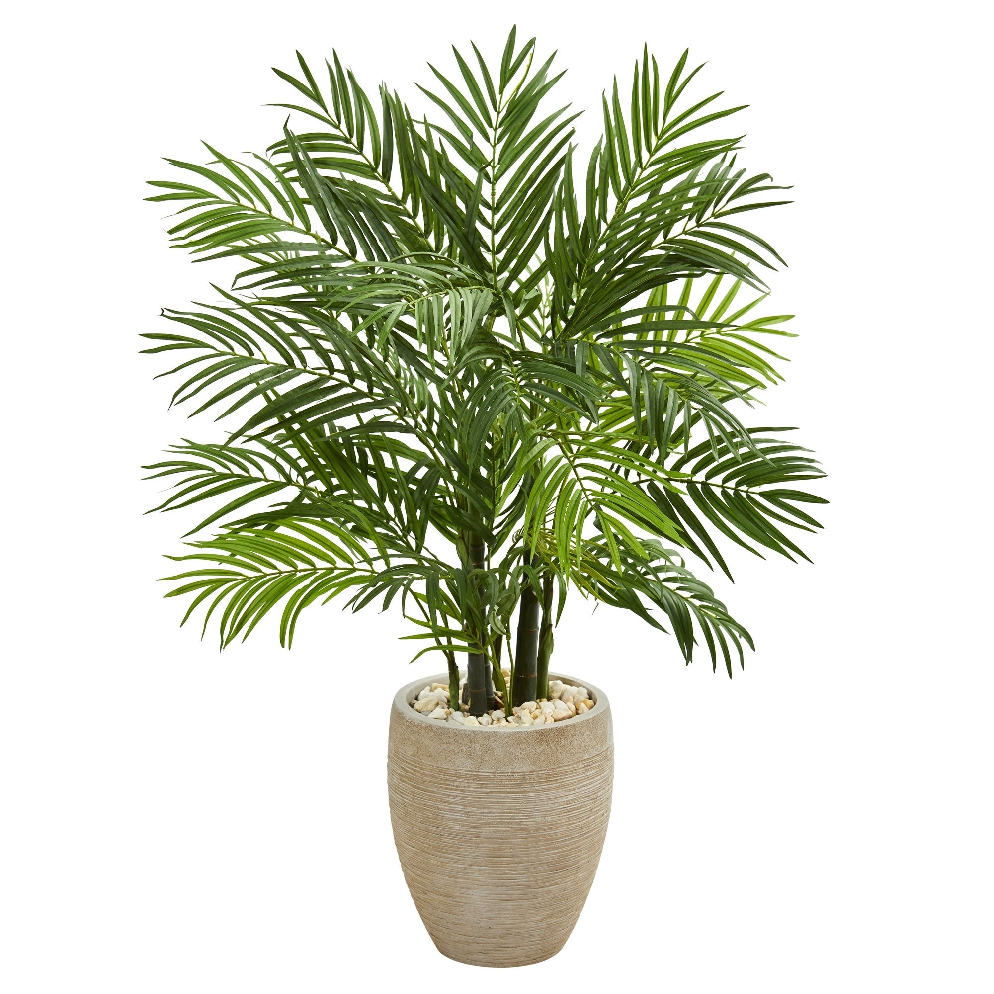 4 Areca Palm Artificial Tree In Sand Colored Planter H 4 Ft. W 30 In. D 27 In