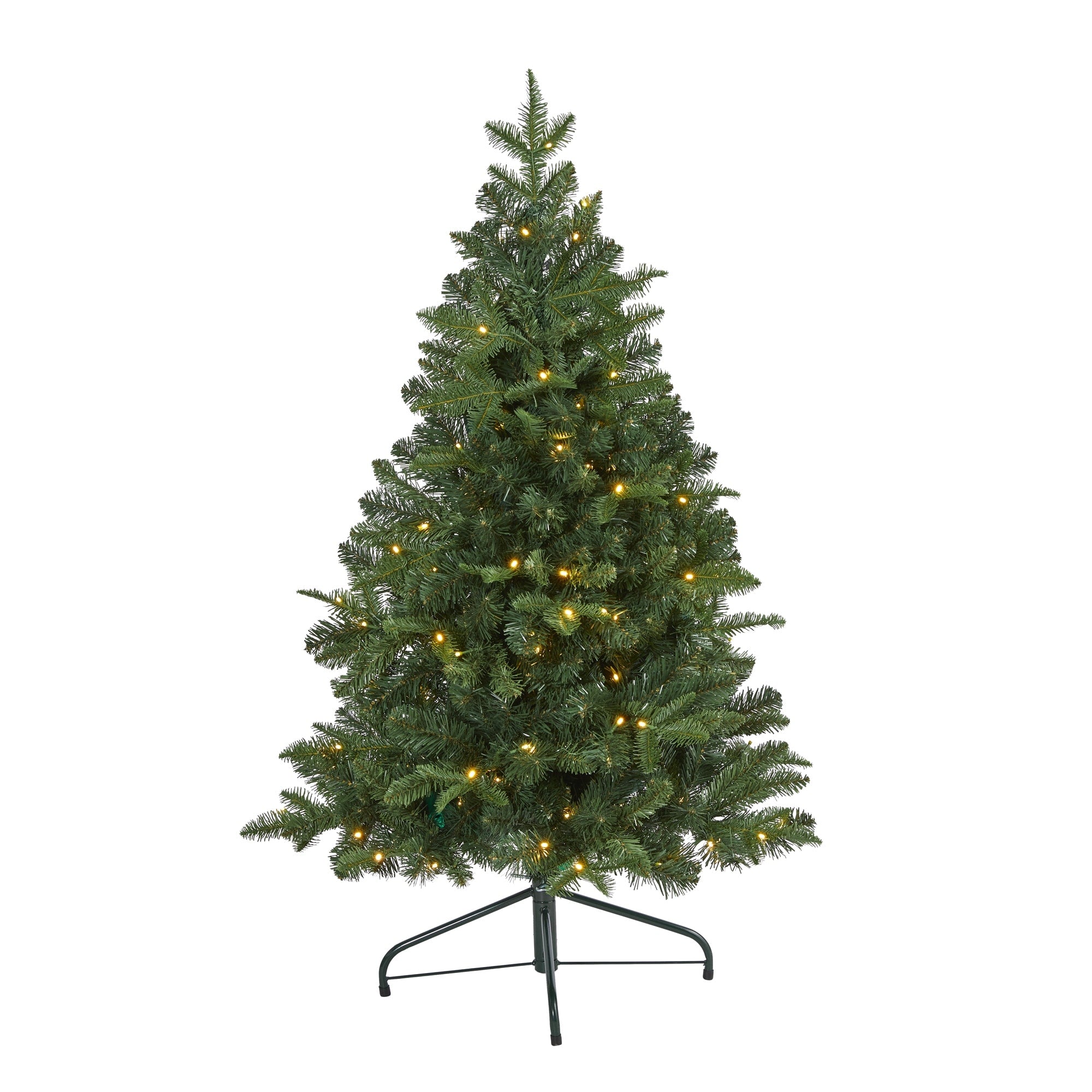 4 Grand Teton Spruce Flat Back Christmas Tree With 90 Clear Led Green