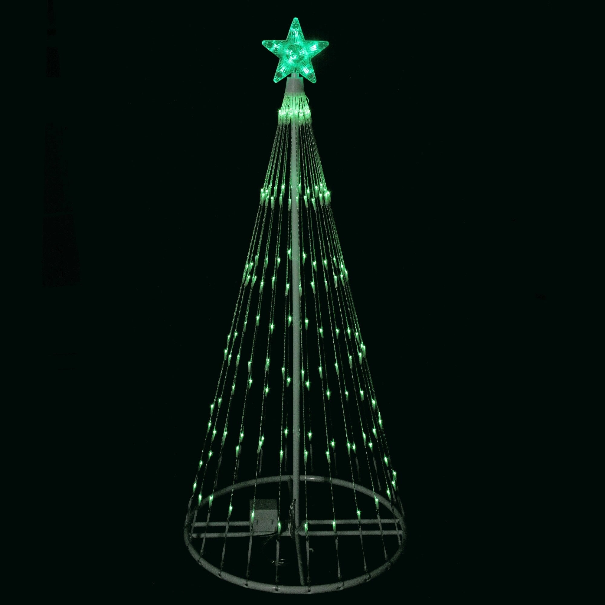 4 Green Led Lighted Show Cone Christmas Tree Outdoor Decoration