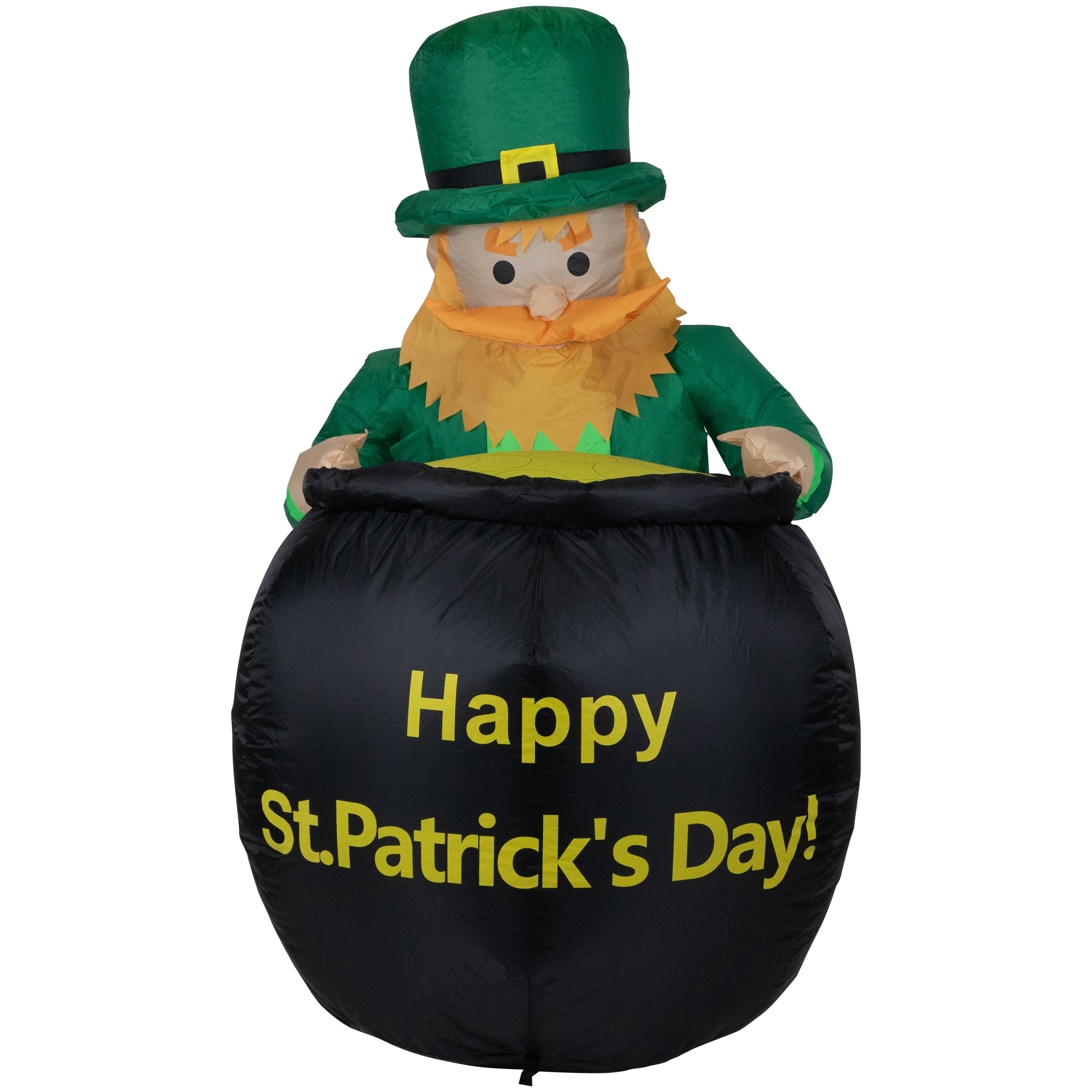 4 Inflatable Lighted Leprechaun With Pot Of Gold St. Patricks Day Yard Art Decoration