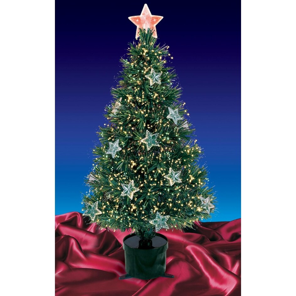 4 Pre Lit Fiber Optic Artificial Christmas Tree With Stars