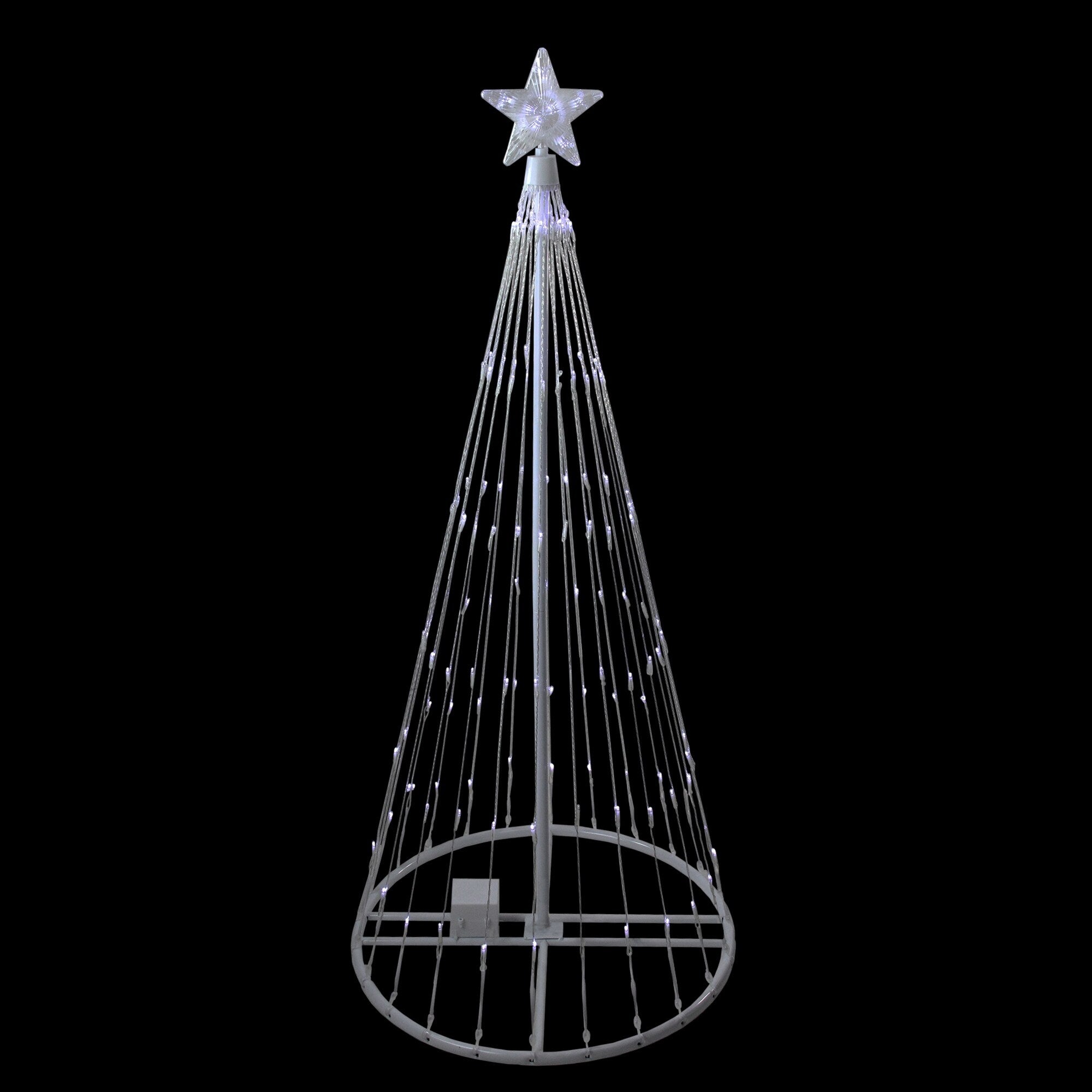4 Pure White Led Lighted Show Cone Christmas Tree Outdoor Decoration