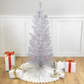 4 Pre Lit White Iridescent Pine Artificial Christmas Tree Pink Lights 3 To 6 Feet