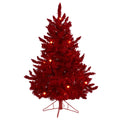 4 Red Flocked Fraser Fir Christmas Tree With 100 Red Lights