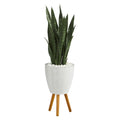 4 Sansevieria Artificial Plant In White Planter With Stand