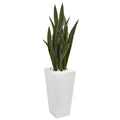 4 Sansevieria Artificial Plant In White Tower Planter