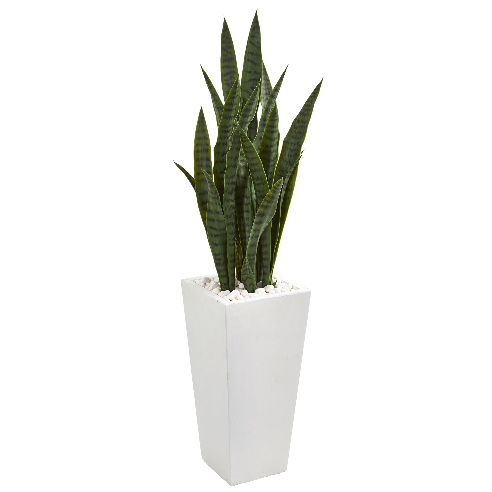 4 Sansevieria Artificial Plant In White Tower Planter