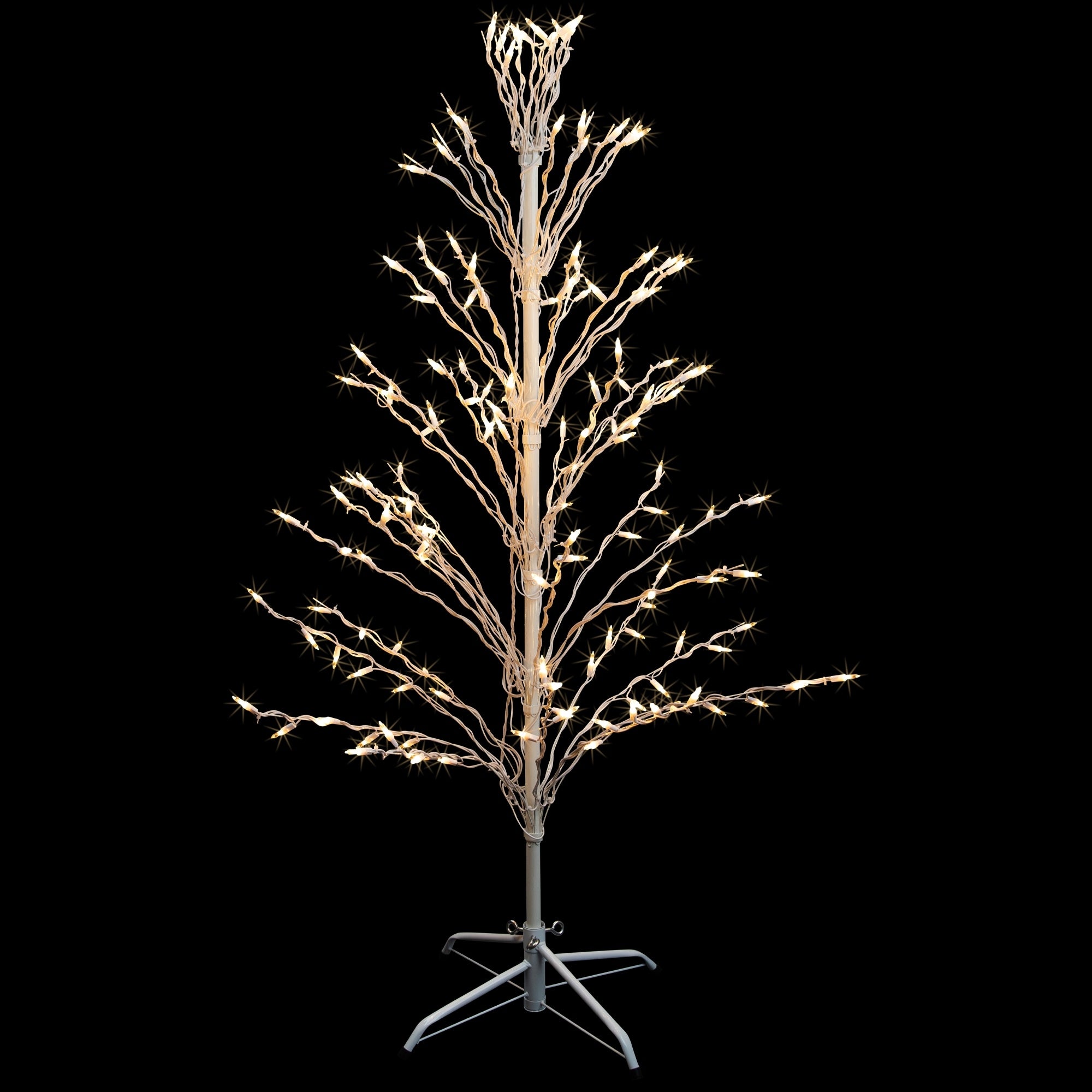 4 White Lighted Christmas Cascade Twig Tree Outdoor Yard Art Decoration Clear Lights