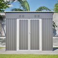 4 X 8 Outdoor Storage Shed With Sloped Roof Reinforced Metal Frame 4 Air Vents Reversible Door For Garden Or Tool Storage