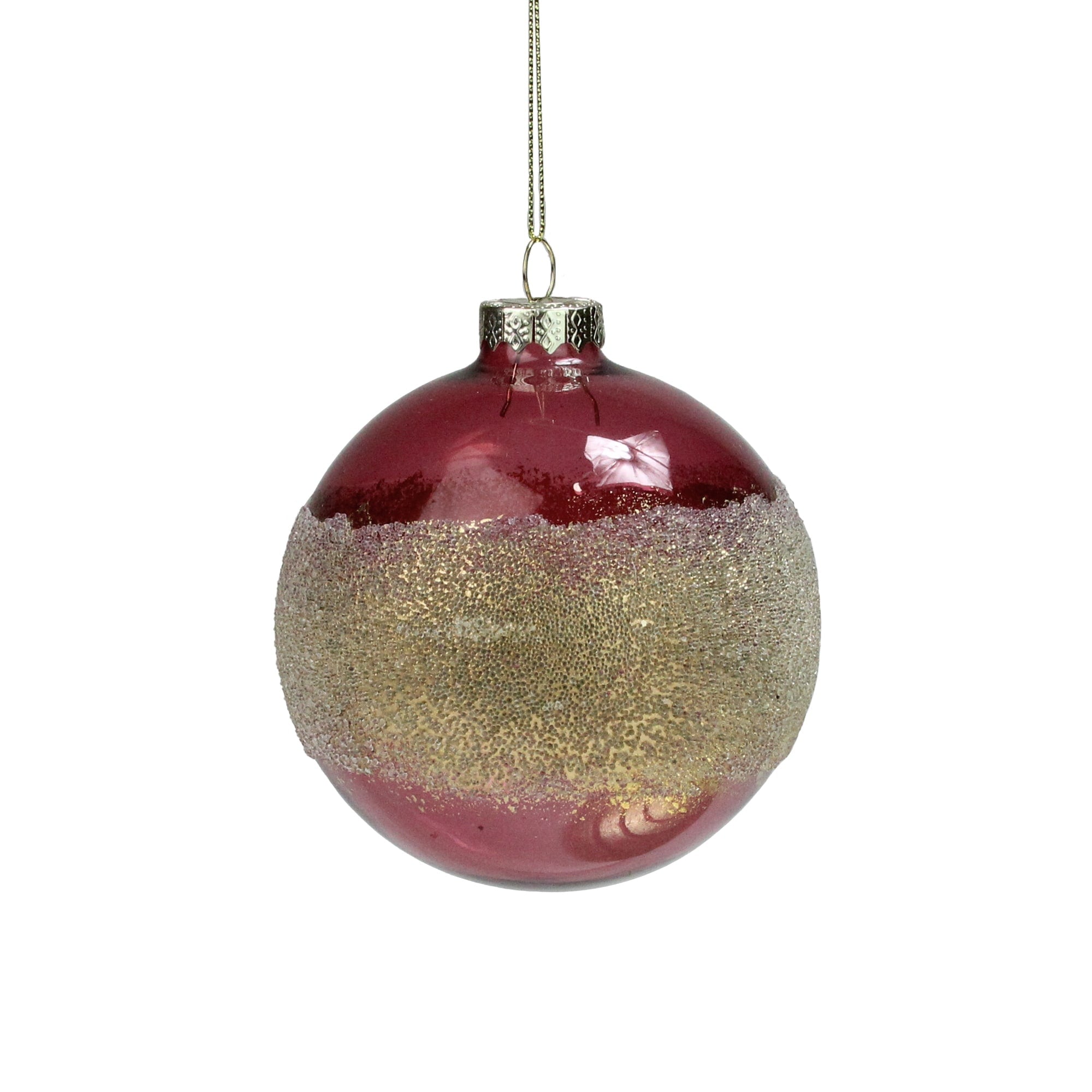 4 Pink And Gold Glitter Frosted Glass Ball Christmas Ornament N A