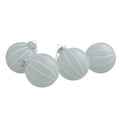 4Ct Clear Frosted With White Glitter Stripes Matte Glass Ball Christmas Ornament Set 3.5 90Mm N A