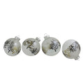 4Ct Clear And Frosted Winter Tree Scene Glass Christmas Ornament Ball Set 3.25 80Mm N A