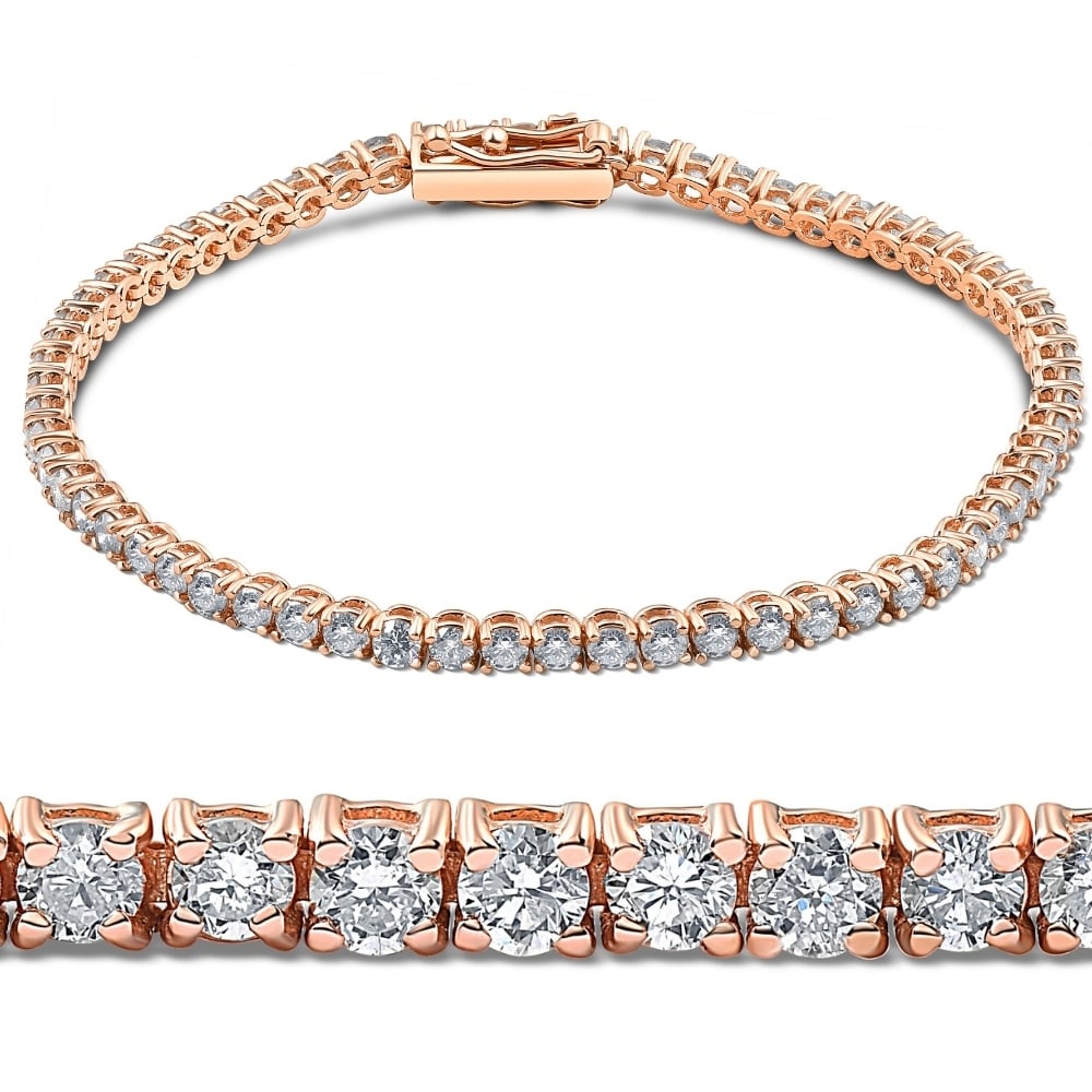4Ct Diamond Tennis Bracelet 14K Rose Gold 7