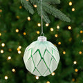 4Ct Emerald Green And White Rhombic Pattern Glass Christmas Ball Ornaments 4 100Mm