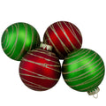 4Ct Glass Red And Green Matte Christmas Ball Ornaments 3.25 Inch 80Mm