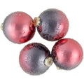 4Ct Shiny Blue And Rose Gold Hand Blown Christmas Glass Ball Ornaments 3.25 80Mm