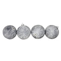 4Ct Pewter Silver And White Antique Style Glass Ball Christmas Ornaments 4 100Mm