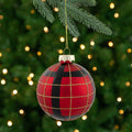 4 Piece Set Of Black And Gold Glitter Stripes On Red Glass Ball Christmas Ornaments 4 100Mm