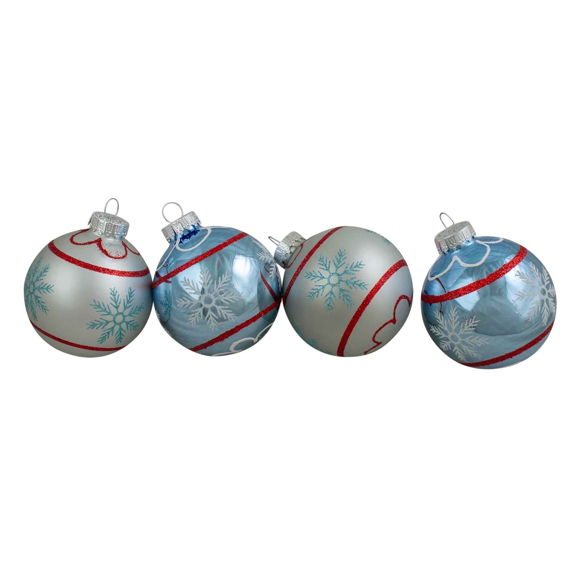 4 Piece Blue And Silver Onion Shaped Glass Christmas Ornament Set 3.5 90Mm