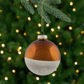 4Ct Shiny White And Gold Color Block Christmas Glass Ball Ornaments 3.25 80Mm