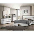 4Pc Bed Chest Dresser Mirror White High Gloss Finish Wooden Bedroom Set