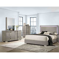 4Pc Led Bed Dresser Mirror Chest Bedroom Set Taupe Finish