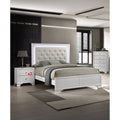 4Pc Modern Led Backlit Light Upholstered Tufted Headboard Panel Bed Chest 2X Nightstand Set Crisp White Finish