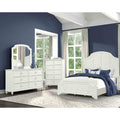 4Pc Off White Bed Dresser Mirror Chest Bedroom Furniture Set