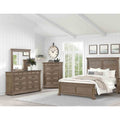 4Pc Solid Wood Bedroom Set Bed Dresser Mirror Chest Gray Finish