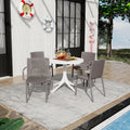 4Pcs Warm Stackable Pp Armchair Ergonomic Slatted Back With 36 Inch Indoor Outdoor Modern Round Pp Table