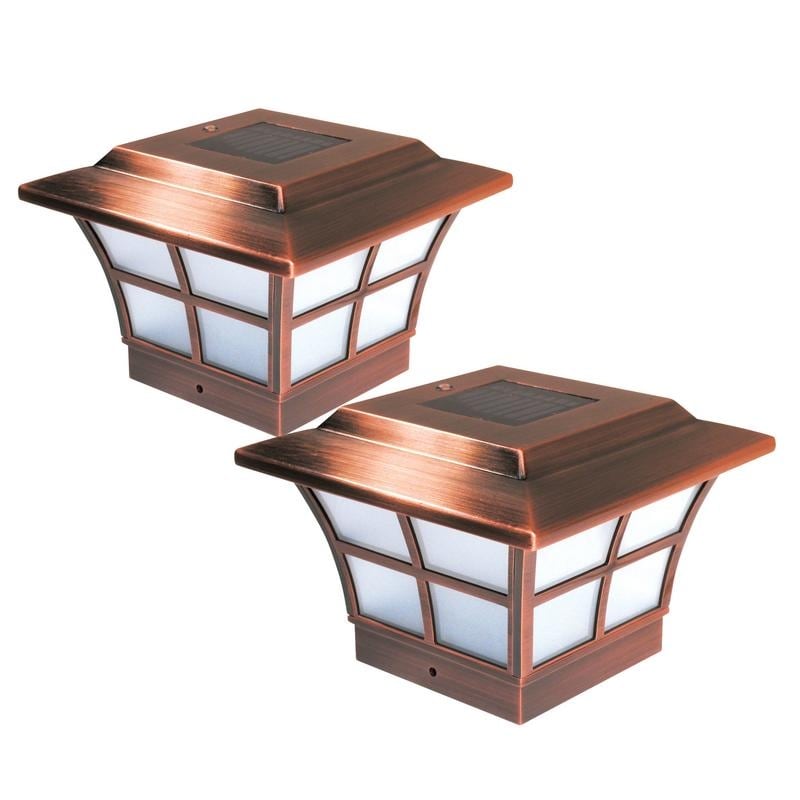 4X4 Copper Plated Prestige Solar Post Cap Set Of 2