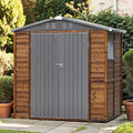 4X6 Ft Wood Storage Shed With Metal Roof Outdoor Garden Tool Shed With Double Doors Windows And Ventilation
