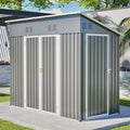 4X8 Ft Slope Roof Reinforced Storage Shed With Weatherproof Sloping Roof 4 Air Vents Heavy Duty Sturdy Metal Frame