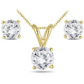 5 8 Carat Tw Diamond Pendant And Earring Set In 14K Yellow Gold H I Color Si1 Si2 Clarity