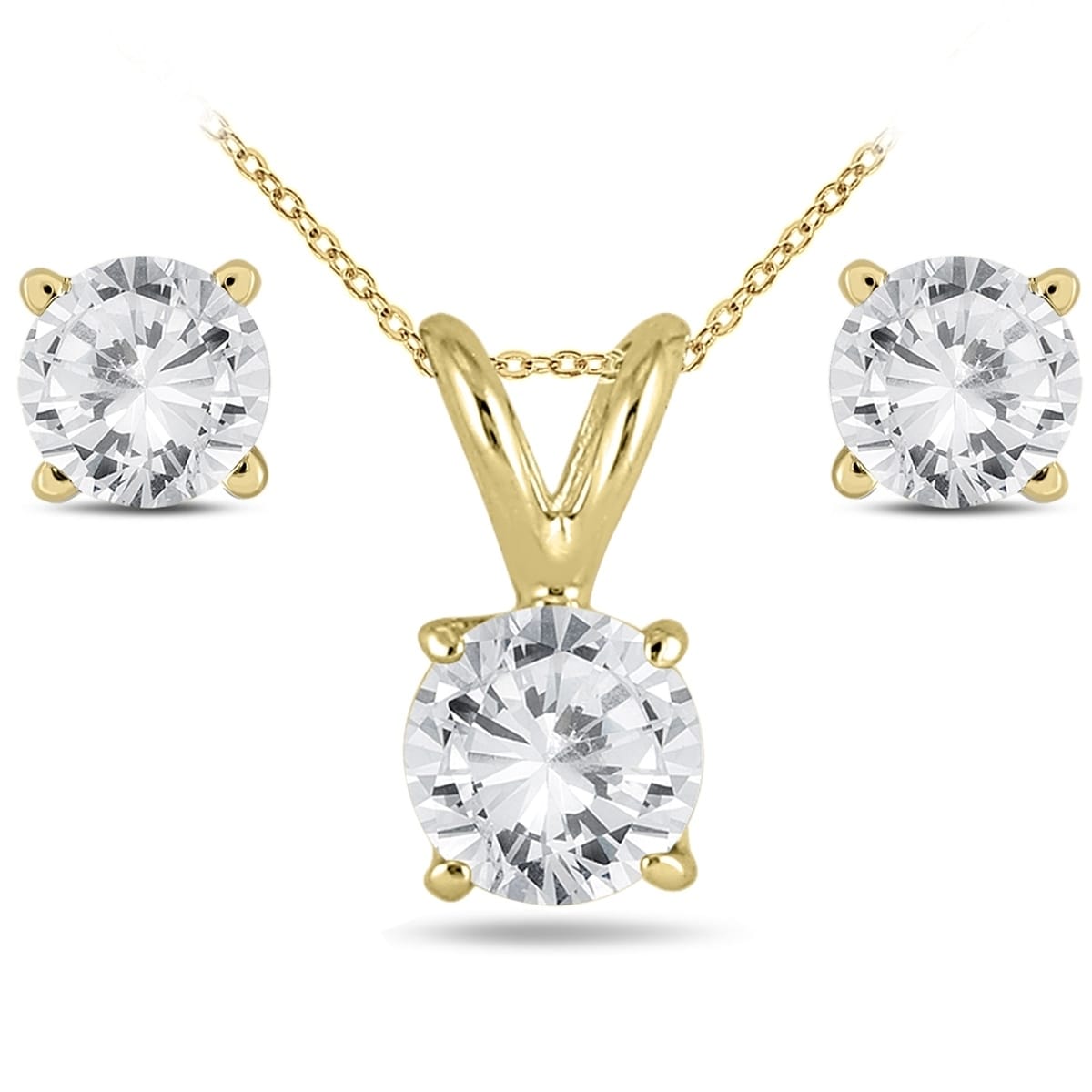 5 8 Carat Tw Diamond Pendant And Earring Set In 14K Yellow Gold H I Color Si1 Si2 Clarity
