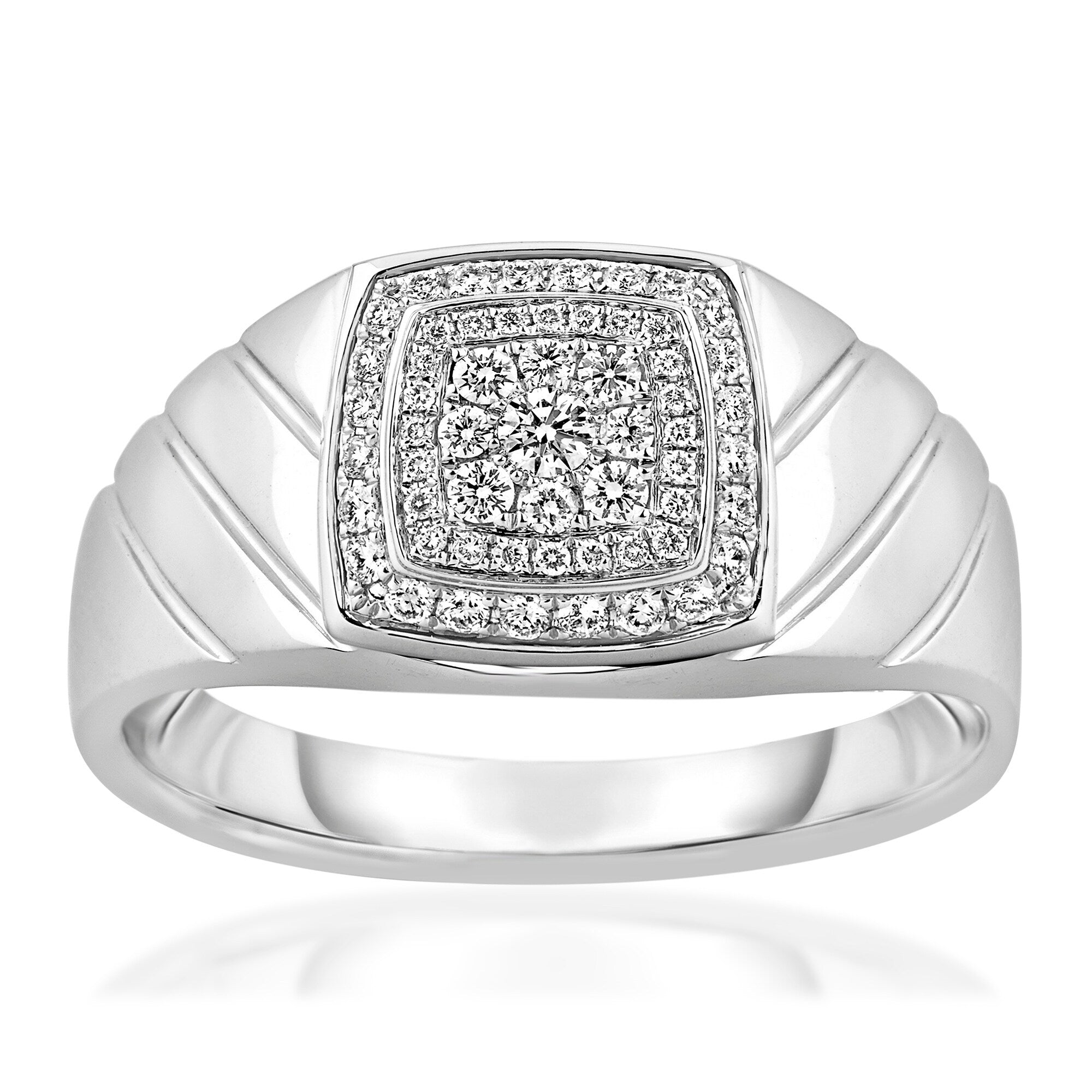 Calista 5 8 Cttw Natural Diamond 14Kt White Gold Gents Ring