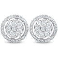 5 8 Cttw Princess Cut Diamond Halo Screw Back Studs 10K White Gold 9.5Mm