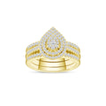 De Couer 5 8Ct Tdw Pear Shaped Cluster Halo Bridal Set Yellow
