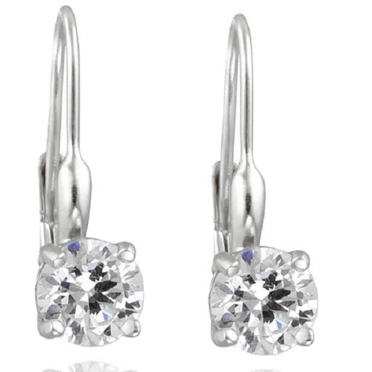 5 8Ct Lever Back Dangle Hoops 14K White Gold Earrings Lab Grown