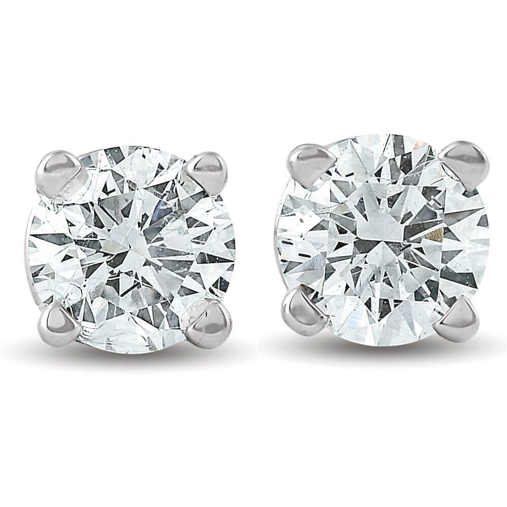 5 8Ct Round Diamond Excellent Studs Screw Backs 14K White Gold Lab Grown